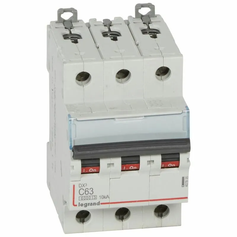 407835 Legrand Disjoncteur 63A 3P Courbe C - 6/10kA DX3 à vis