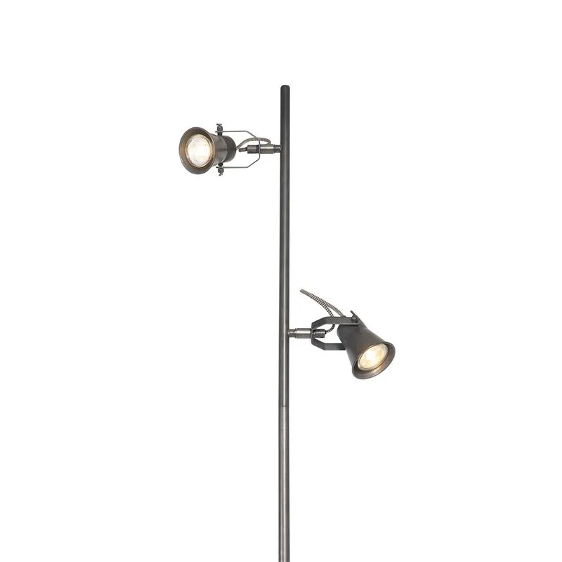 Lampadaire rural noir avec bois - Jelle
