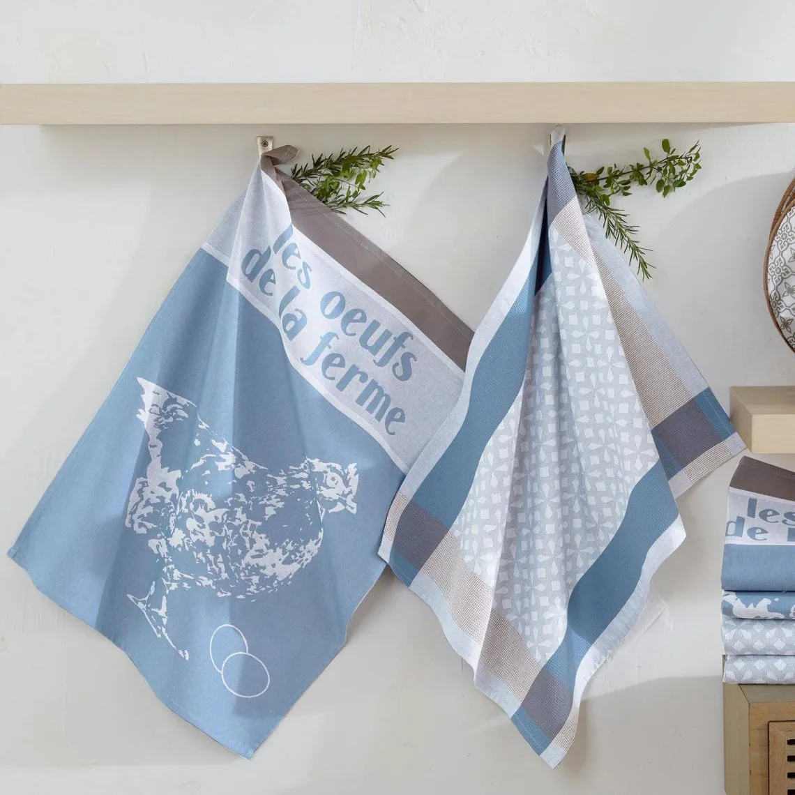 Lot de 3 Torchons POULETTE Bleu | 3 Suisses