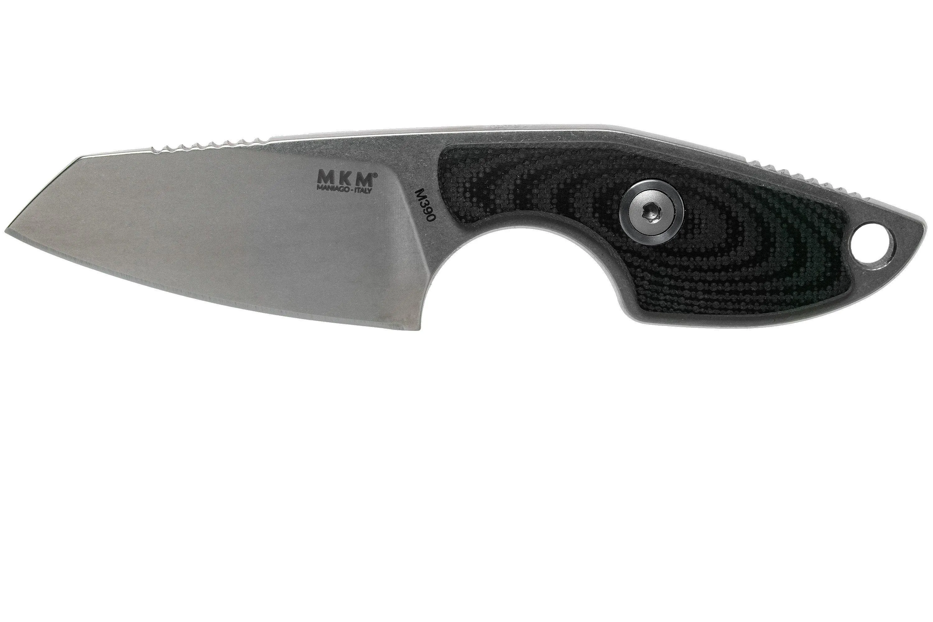  MKM Mikro 2 Wharncliffe, Stonewashed Black G10 couteau de cou, Jesper Voxnaes design