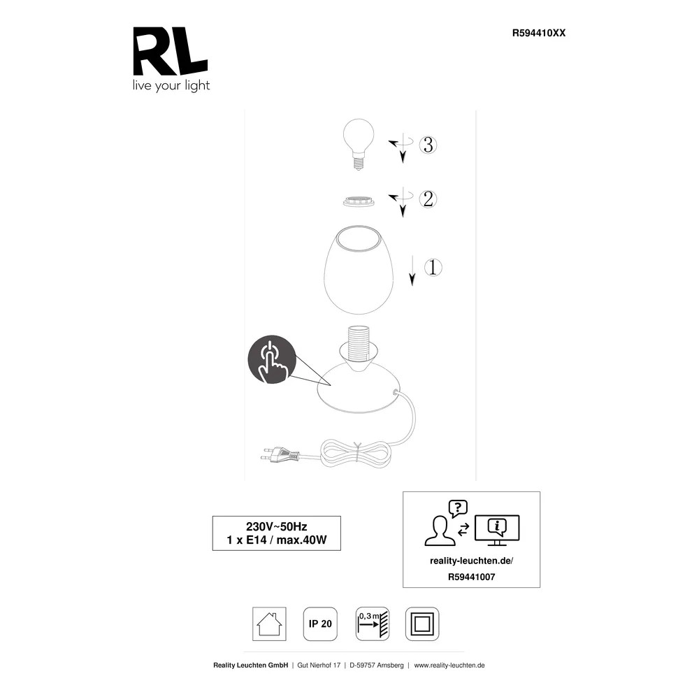 TRIO R59441024 Lampe de table rouille CUP II